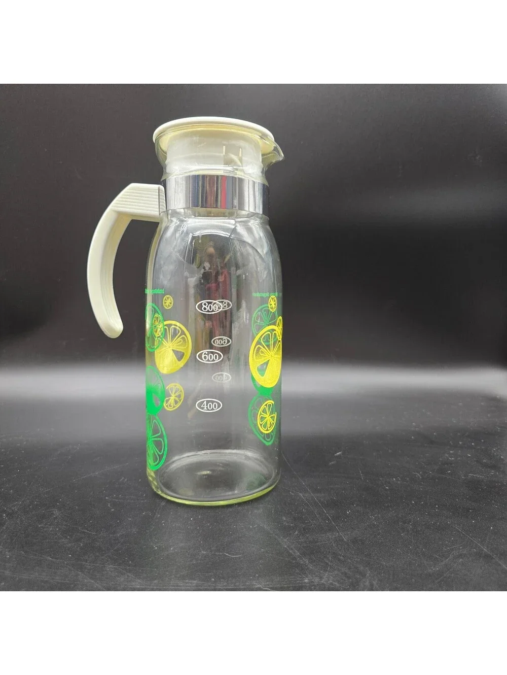 Vintage Pyrex Lemon & Lime Slices Juice Pitcher  1 Quart Welcome Degustation